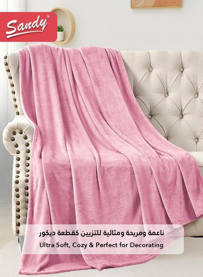 ساندي بطانية ساندي الناعمة, مخملية عالية الجودة ومريحة, مقاس مفرد 170×220 سم, ناعمة ودافئة بوزن مثالي, مناسبة للسرير, الاريكة, الكرسي وديكور المنزل, زهري - Image 3